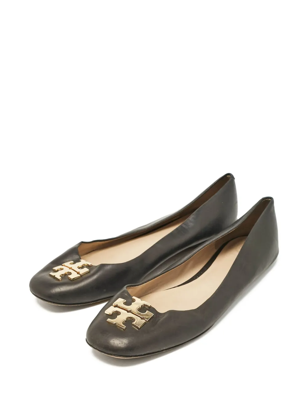 Tory Burch Pre-owned Lowell ballerina's met logoplakkaat - Zwart