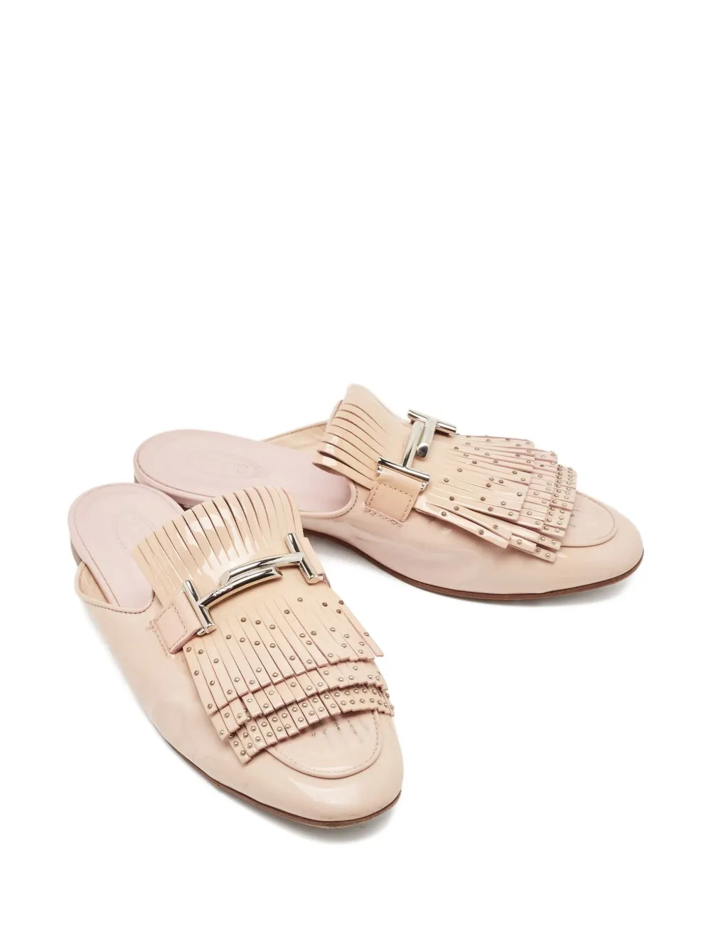 Tod's Vintage Muiltjes met franje en studs - Beige