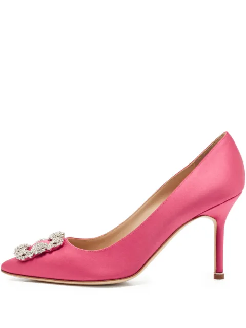 Manolo Blahnik pre-owned 95mm Hangisi embellished satin pumps