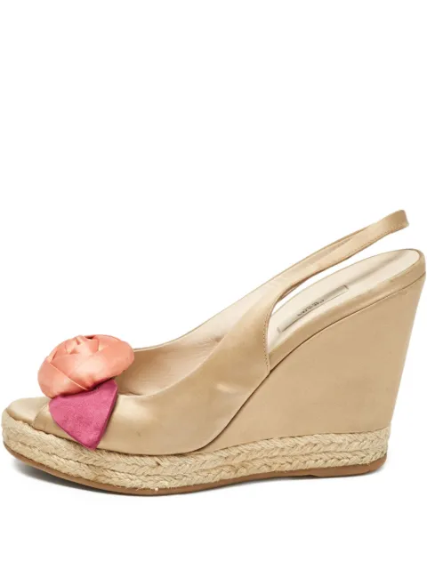 Prada Pre-Owned 110mm floral-appliqué espadrilles