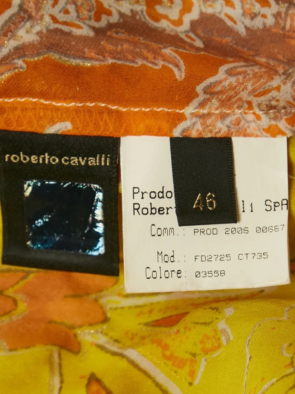 ROBERTO CAVALLI VINTAGE Pre-owned Floral-print Silk Blouse In Yellow