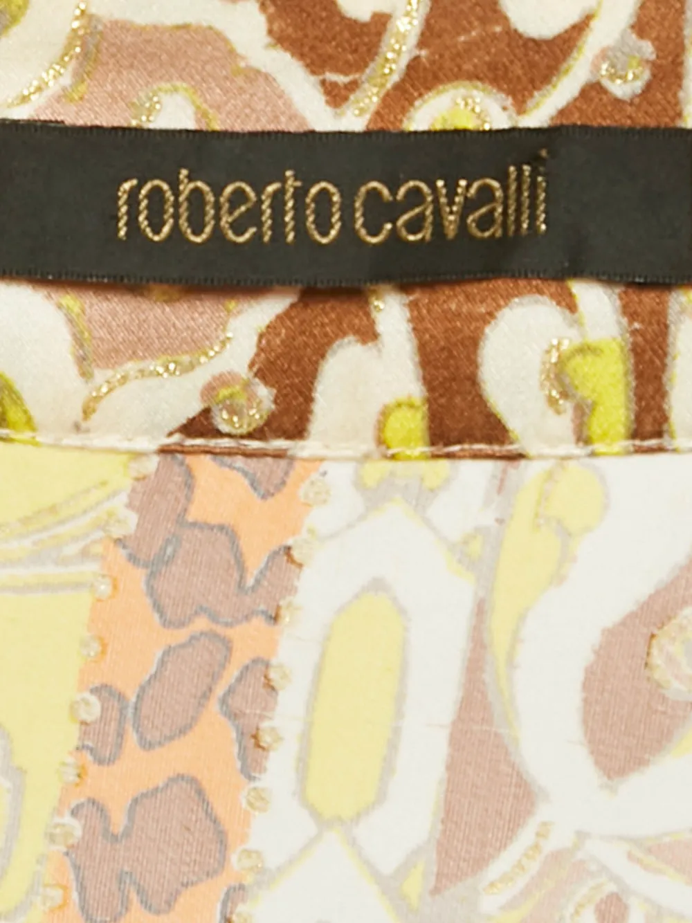 ROBERTO CAVALLI VINTAGE Pre-owned Floral-print Silk Blouse In Yellow
