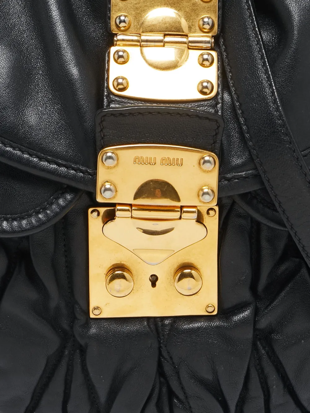 Pre-owned Miu Miu Coffer Braided-handle Shoulder Bag