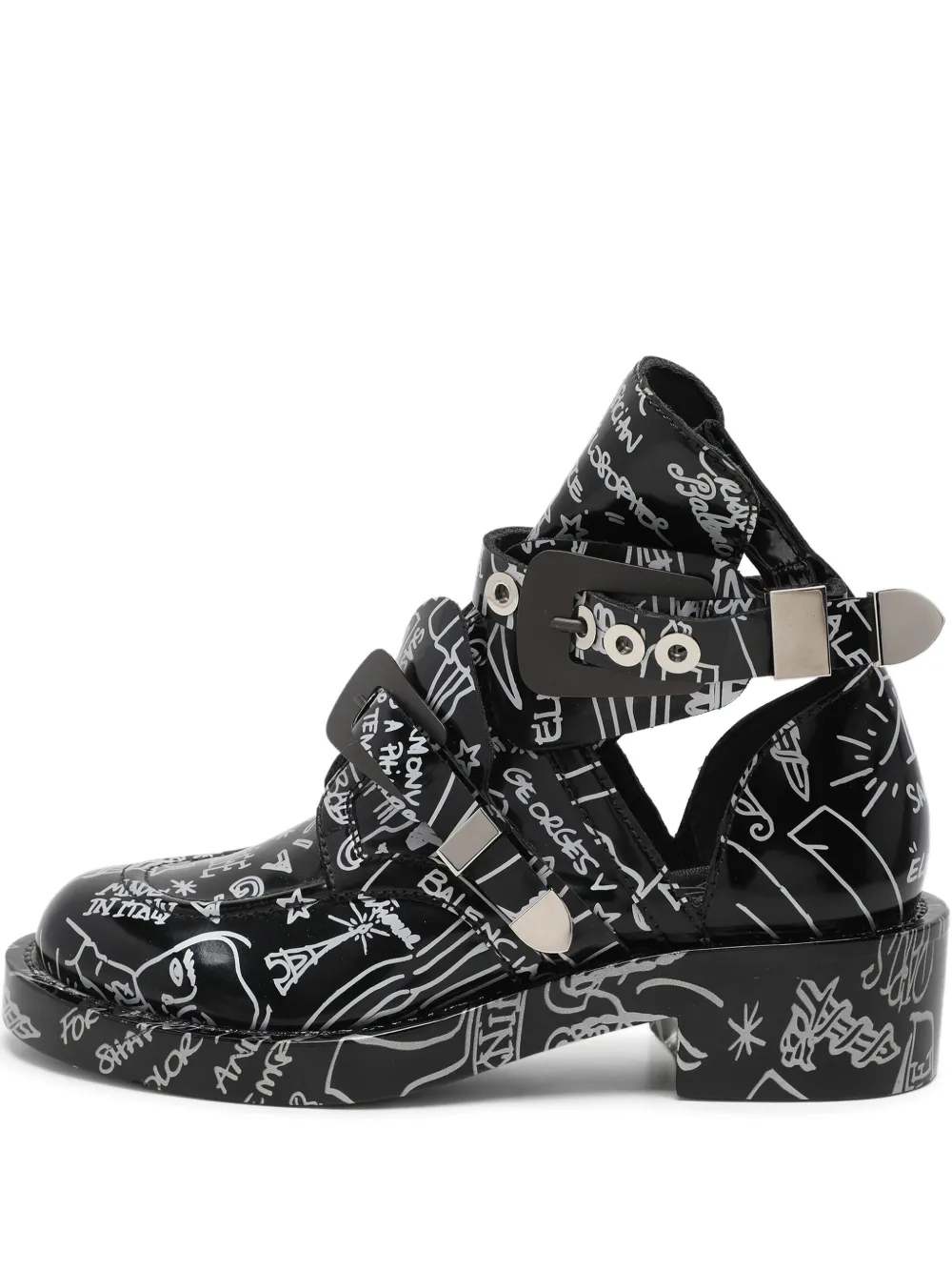 Balenciaga Pre-Owned graphic-print ankle boots | Black | Image 1