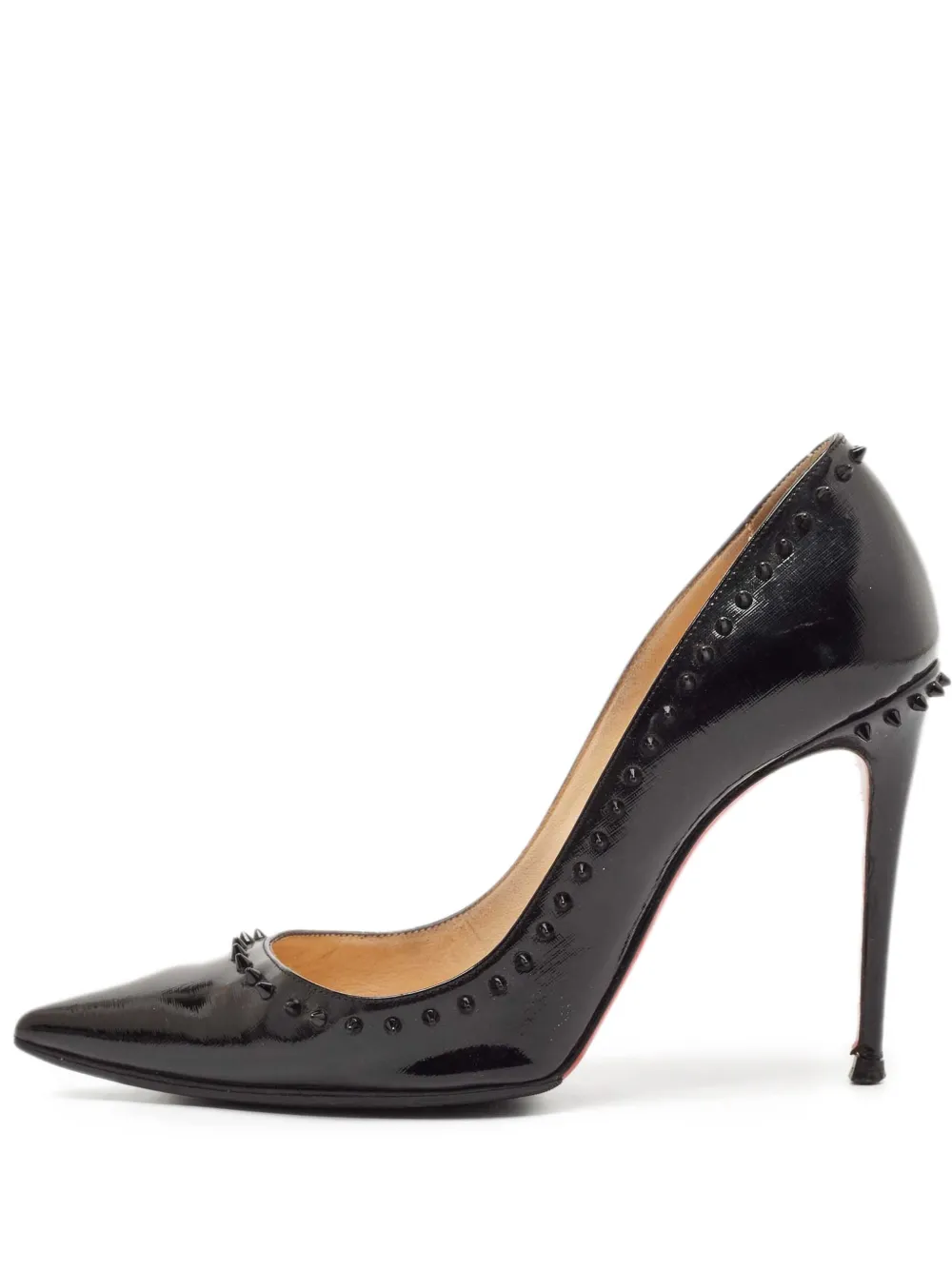 Pre-owned Christian Louboutin Anjalina Studded Pointed-toe Pumps