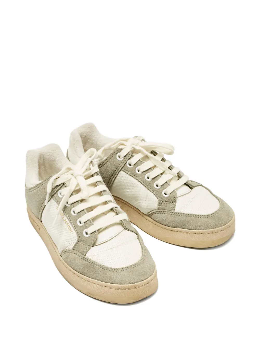 Saint Laurent Pre-Owned SL/61 suède sneakers met vlakken - Wit