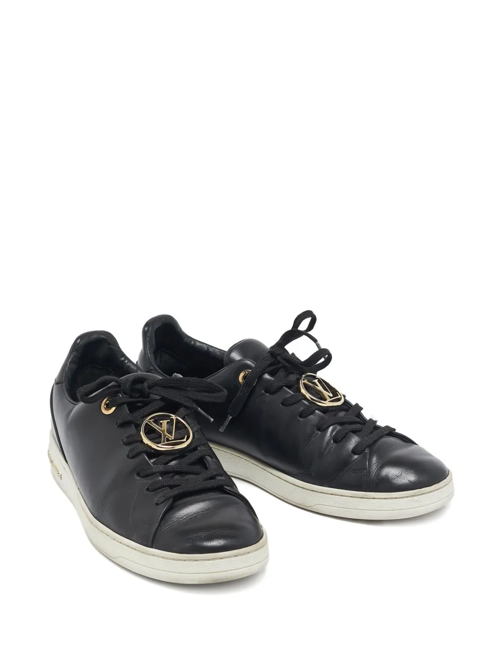 Louis Vuitton Pre-Owned Leren sneakers met logoplakkaat - Zwart