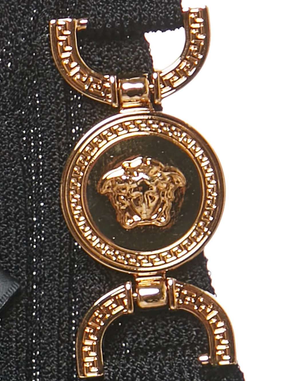 Pre-owned Versace Medusa Head-detail Ribbed Top In Black