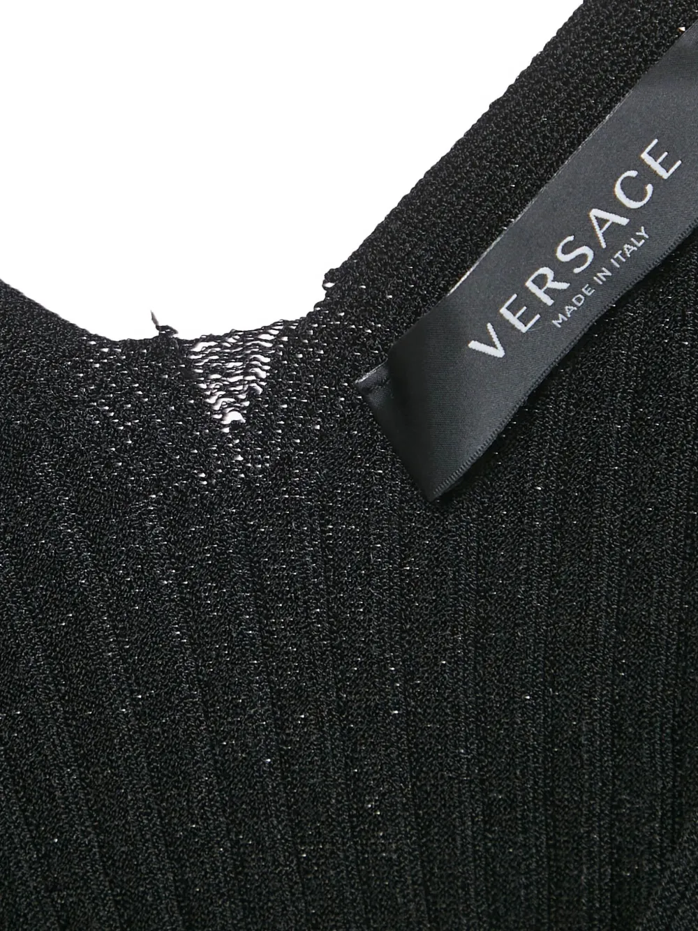 Pre-owned Versace Medusa Head-detail Ribbed Top In Black