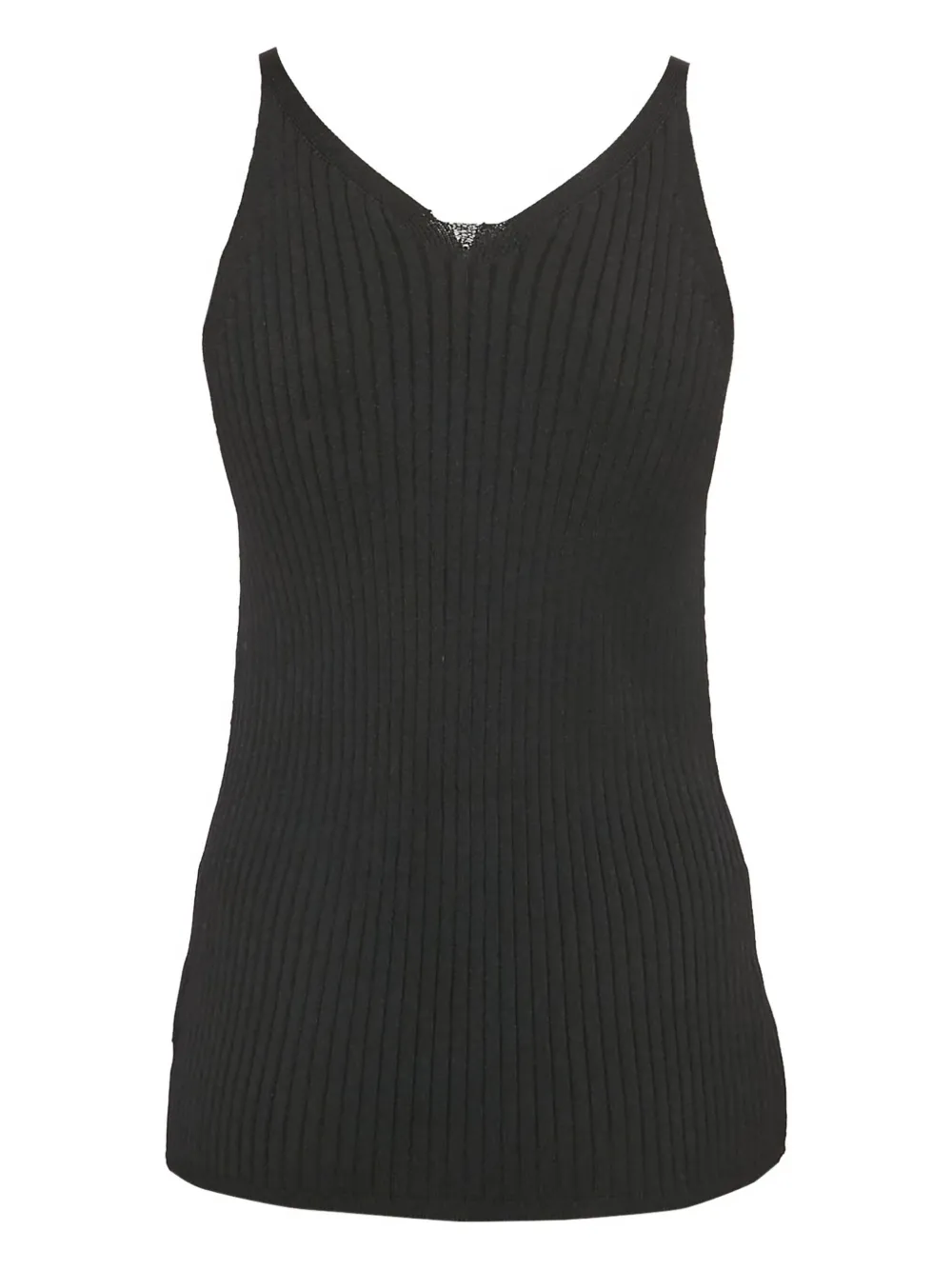 Pre-owned Versace Medusa Head-detail Ribbed Top In Black