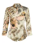 Roberto Cavalli pre-owned mix-print silk top - Neutrals