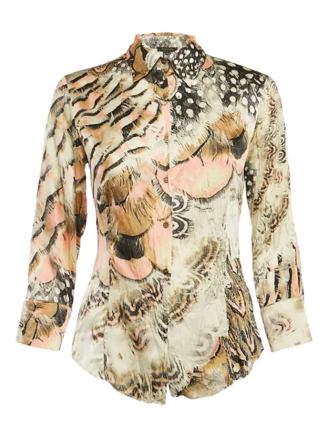 Roberto Cavalli pre-owned mix-print silk top