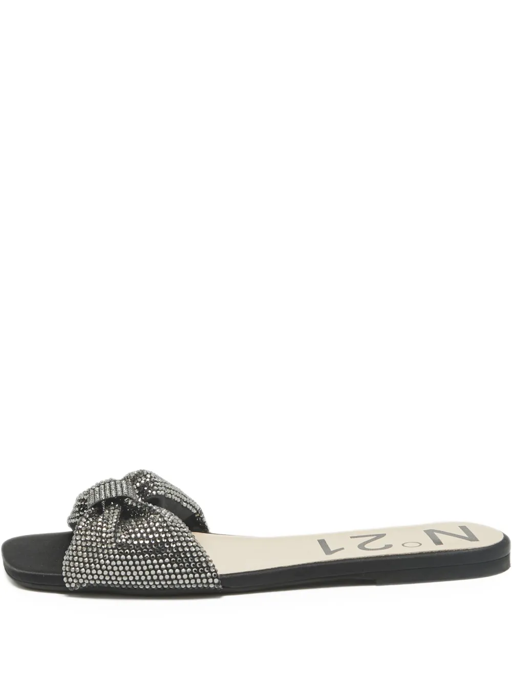 Nº21 Pre-owned flache Sandalen mit Kristallschleife - Schwarz