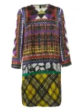 Just Cavalli Vintage geometric-print shift mini dress - Purple