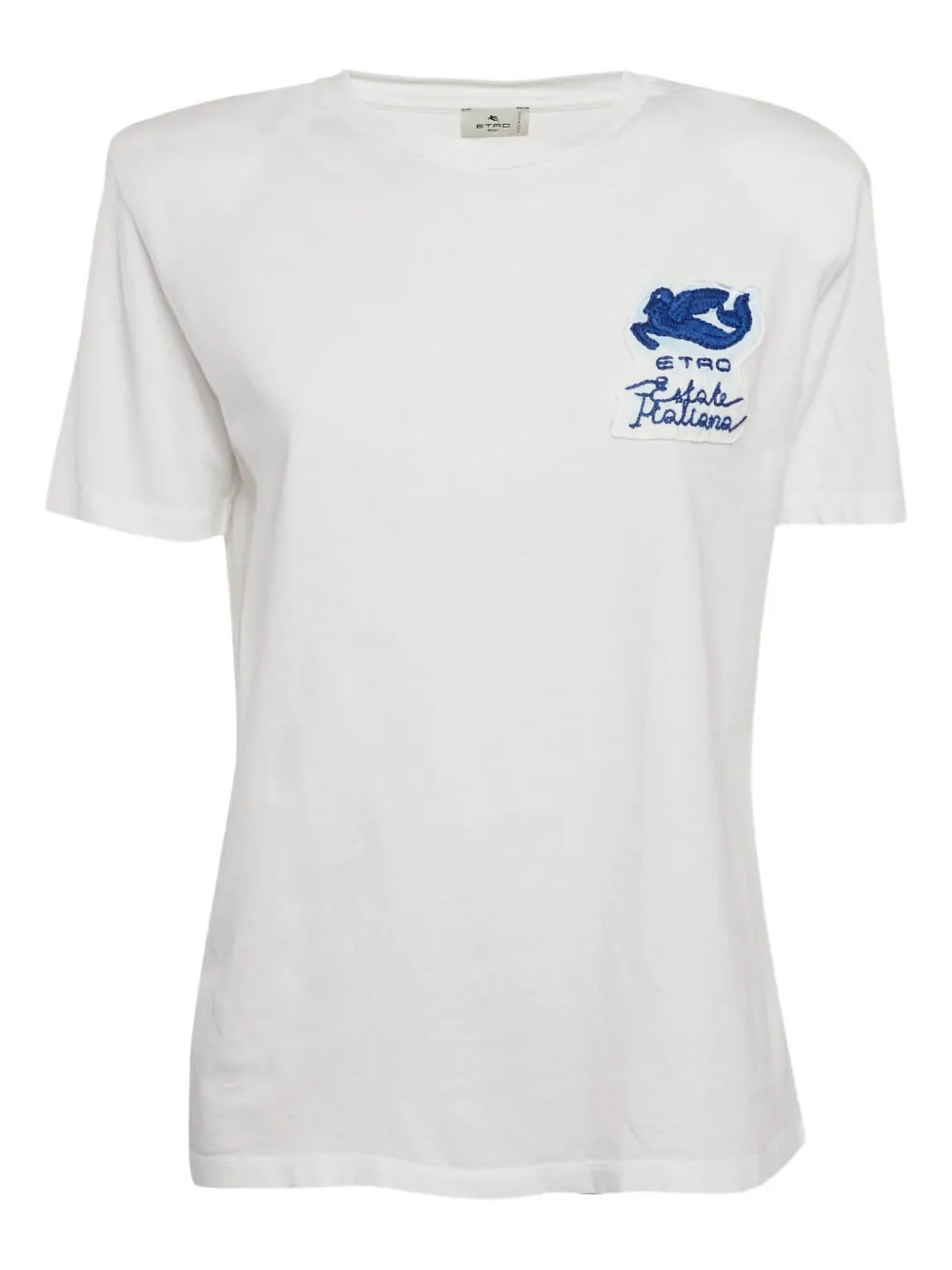 Etro Pre-Owned appliqué-detail cotton t-shirt - White