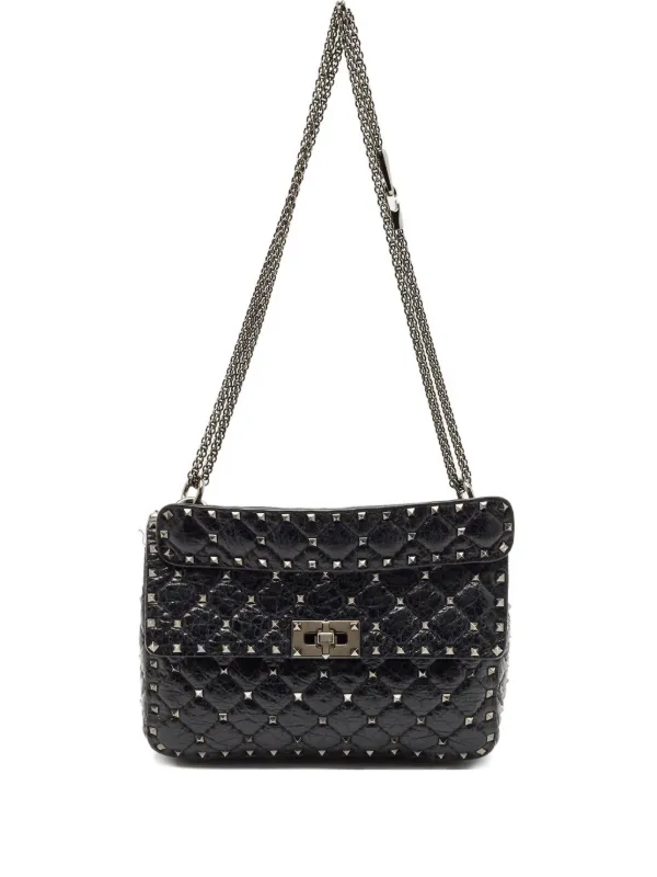 Valentino Garavani Pre-Owned Rockstud Quilted Leather Shoulder Bag Black  FARFETCH IN