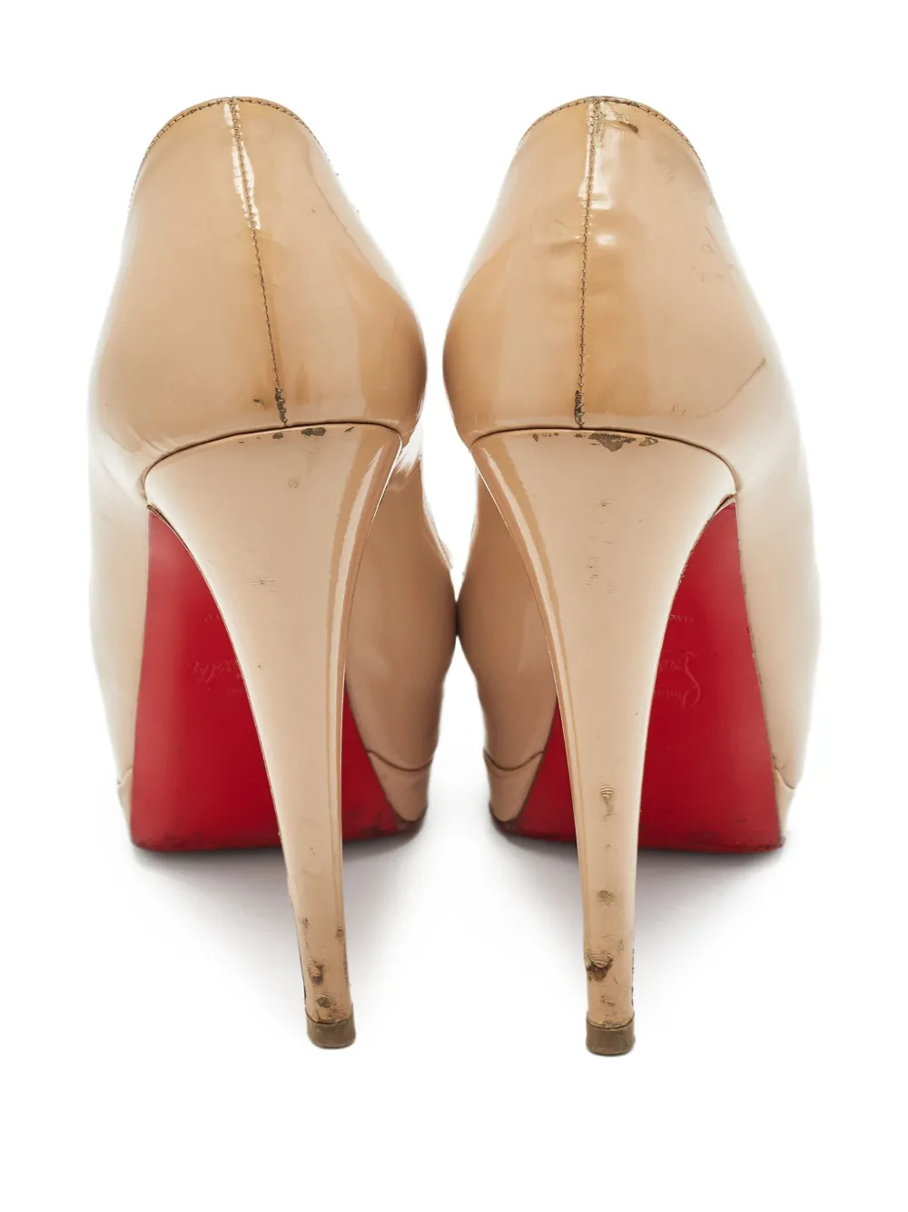 Christian Louboutin Pre-Owned 130mm Altadama patent-leather peep-toe pumps Neutrals