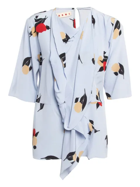 Marni Pre-Owned 2019 floral drape silk top