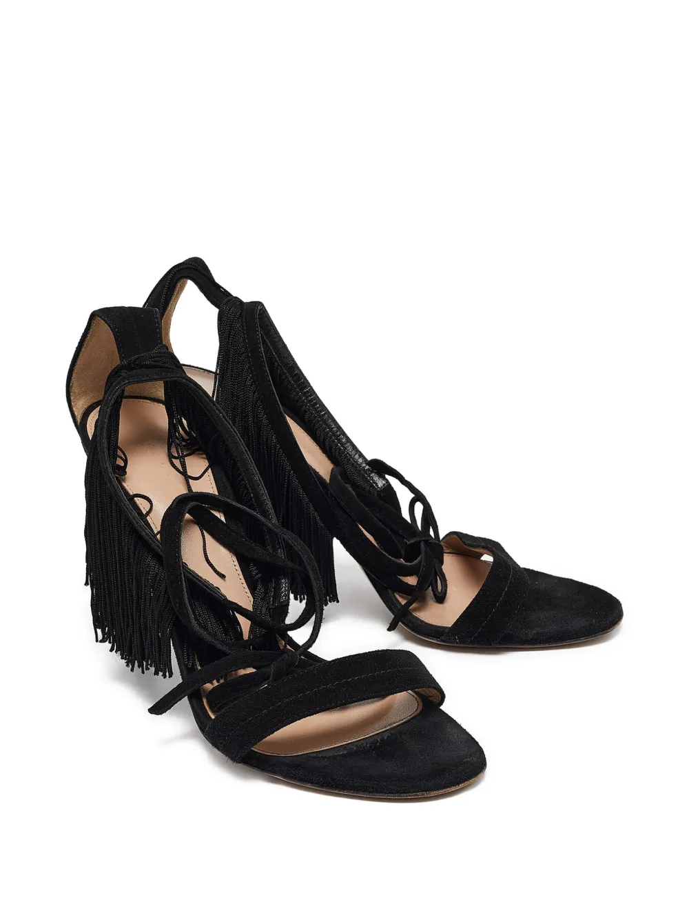 Gianvito Rossi Pre-owned 110 mm Olivia sandalen met franje - Zwart