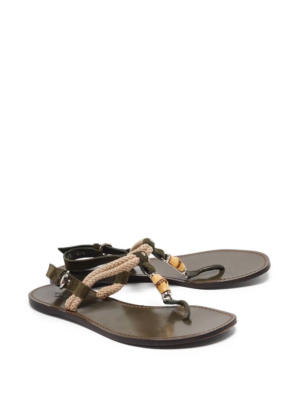 Gucci Pre-Owned Bamboo sandalen verfraaid met touw - Groen