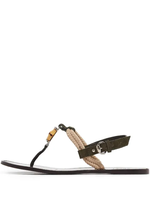 Gucci Pre-Owned Bamboo rope-embellished flat sandals