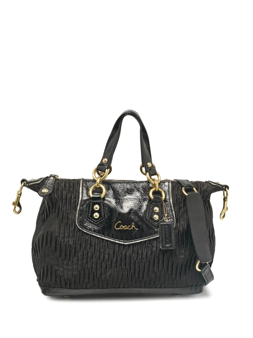 Coach Vintage pre-owned pleated satin tote bag - ブラック Coach Vintage pre-owned pleated satin tote bag - ブラック