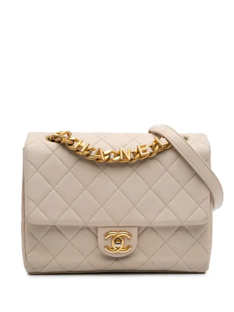 CHANEL Pre-Owned 2021-2025 Quilted Lambskin Chaine Lettre Square Flap crossbody bag