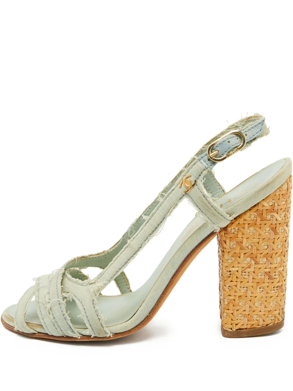 CHANEL Pre-Owned 100mm frayed-straps heeled sandals | Blue | Image 1