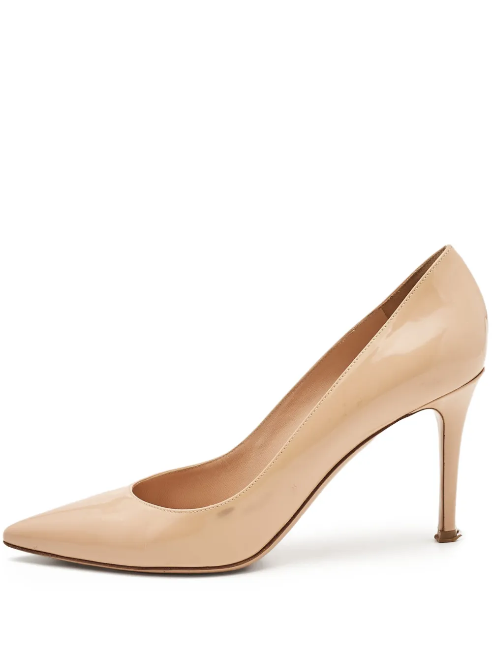 Gianvito Rossi pre-owned patent pointed-toe pumps | Neutrals | Image 1