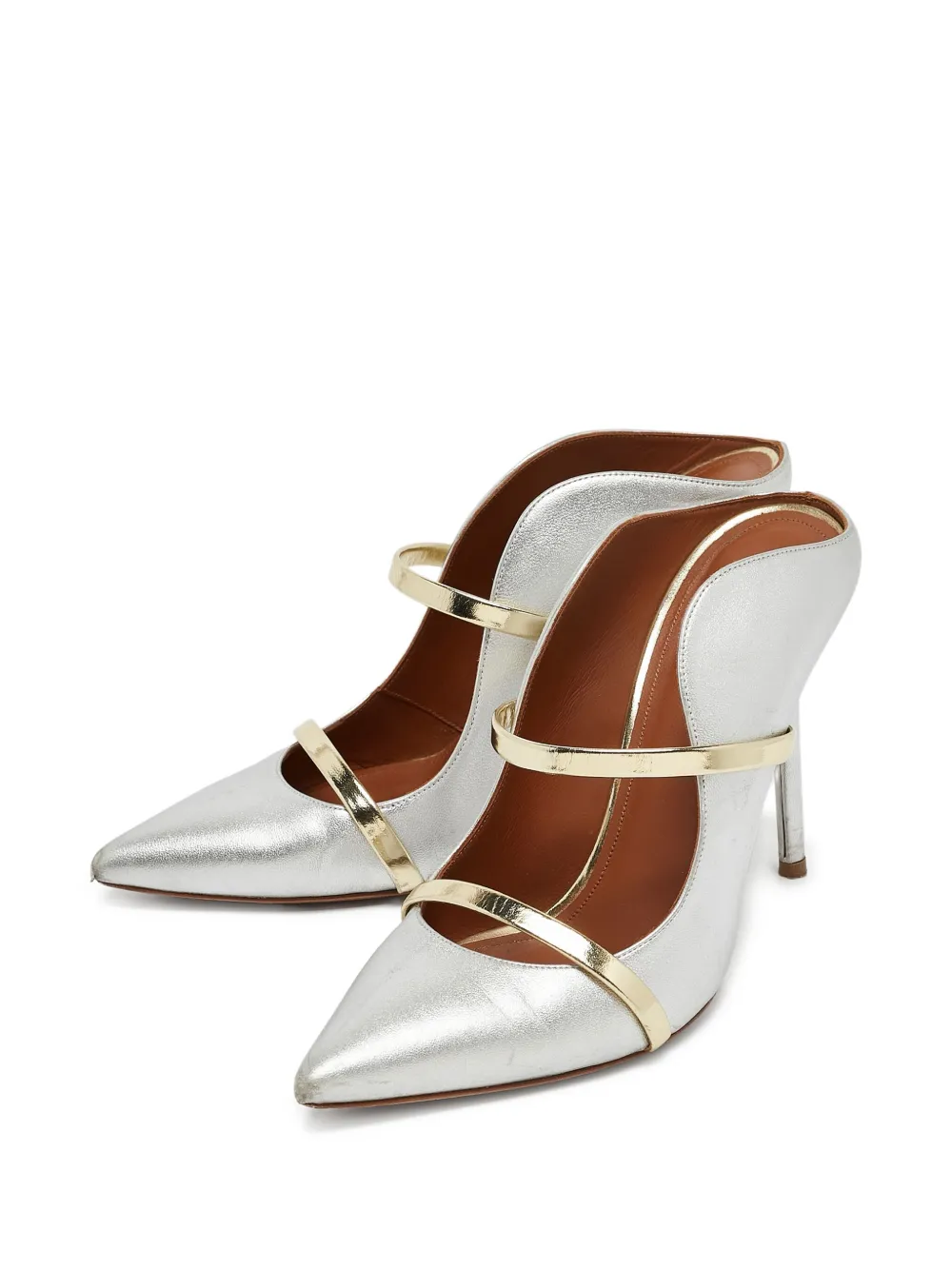 Malone Souliers pre-owned 105mm Maureen metallic leather pointed-toe mules | Image 2