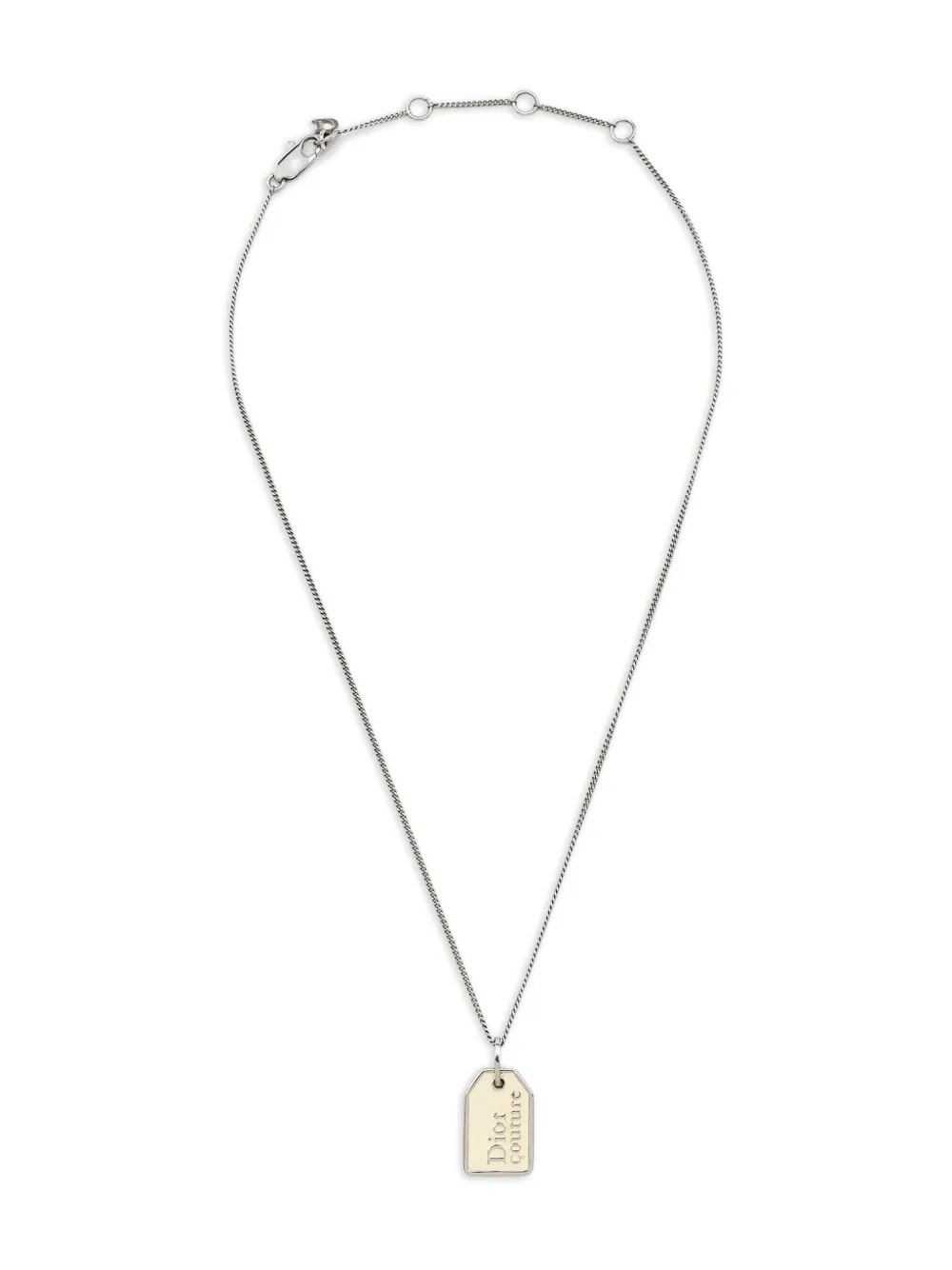 Christian Dior Pre-Owned Oblique tag necklace - シルバートーン Christian Dior Pre-Owned Oblique tag necklace - シルバートーン