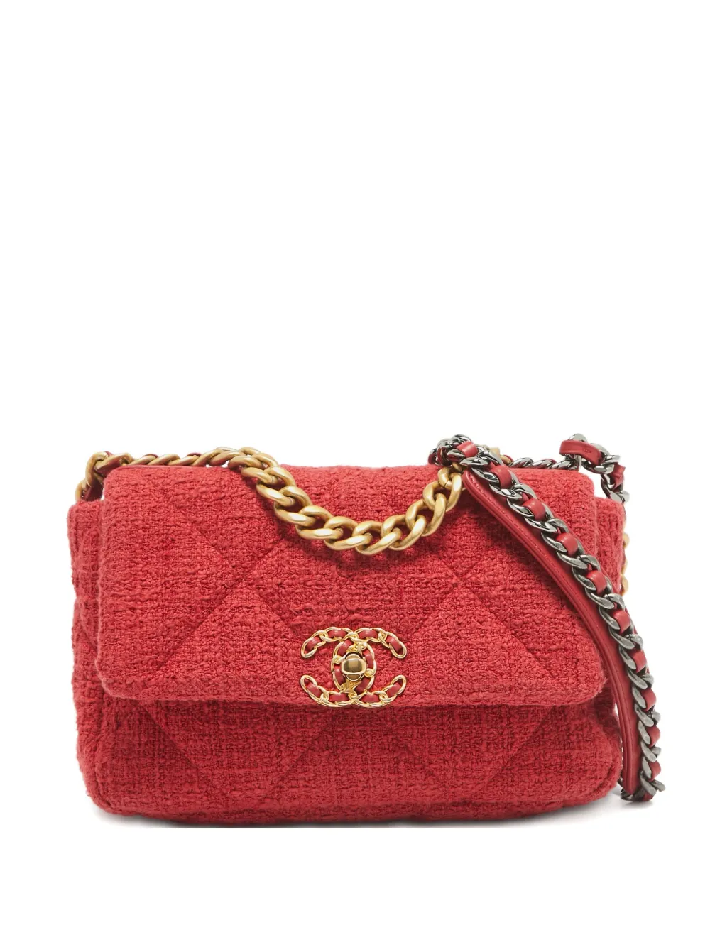 CHANEL Pre-Owned 2024 tweed shoulder bag - レッド CHANEL Pre-Owned 2024 tweed shoulder bag - レッド