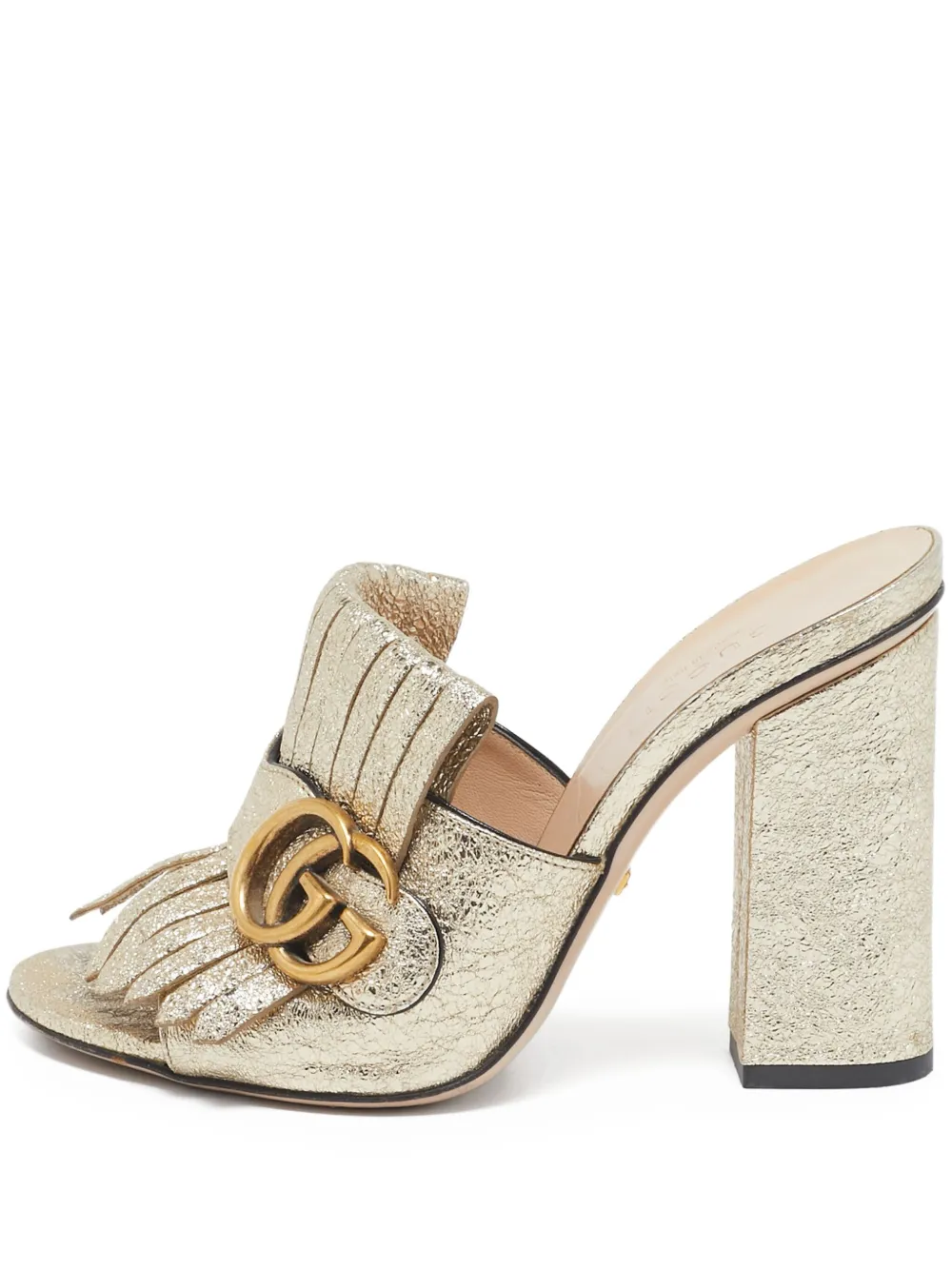 Gucci Pre-Owned GG フリンジ サンダル - ゴールドトーン Gucci Pre-Owned GG フリンジ サンダル - ゴールドトーン