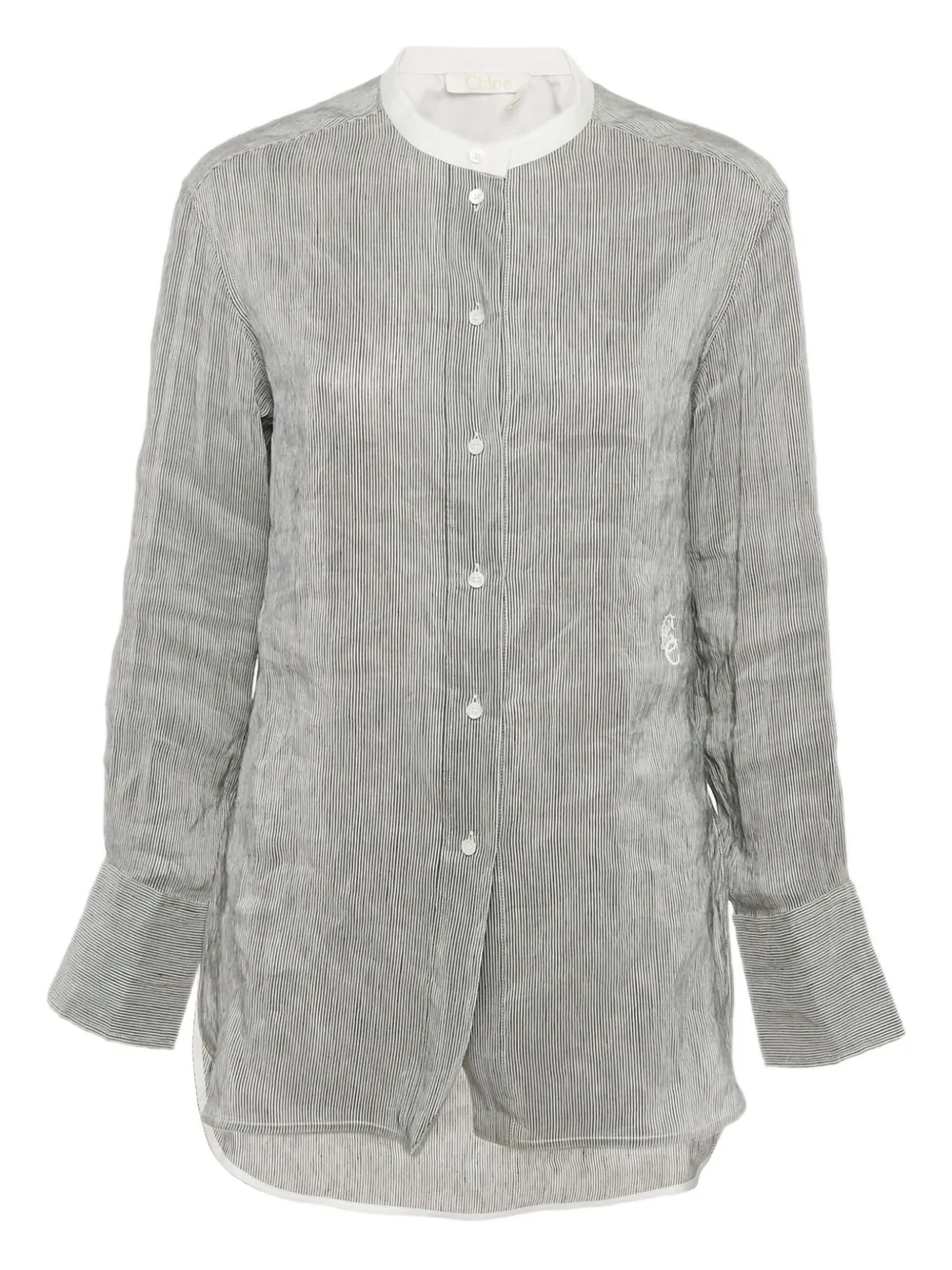 Chloé Pre-Owned stripe-design mandarin-collar shirt | Blue | Image 1