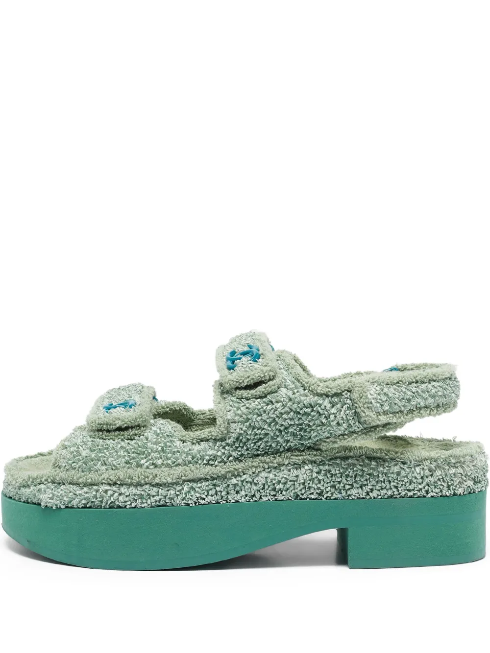 CHANEL Pre-Owned double-strap platform sandals | Green | Image 1