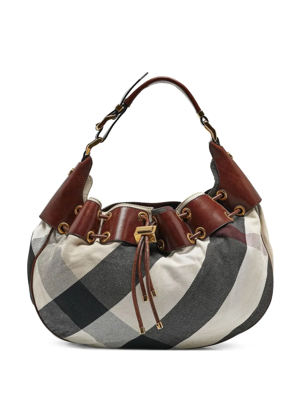 Burberry Pre-Owned Super Novacheck pattern slouchy shoulder bag | Black | Image 1