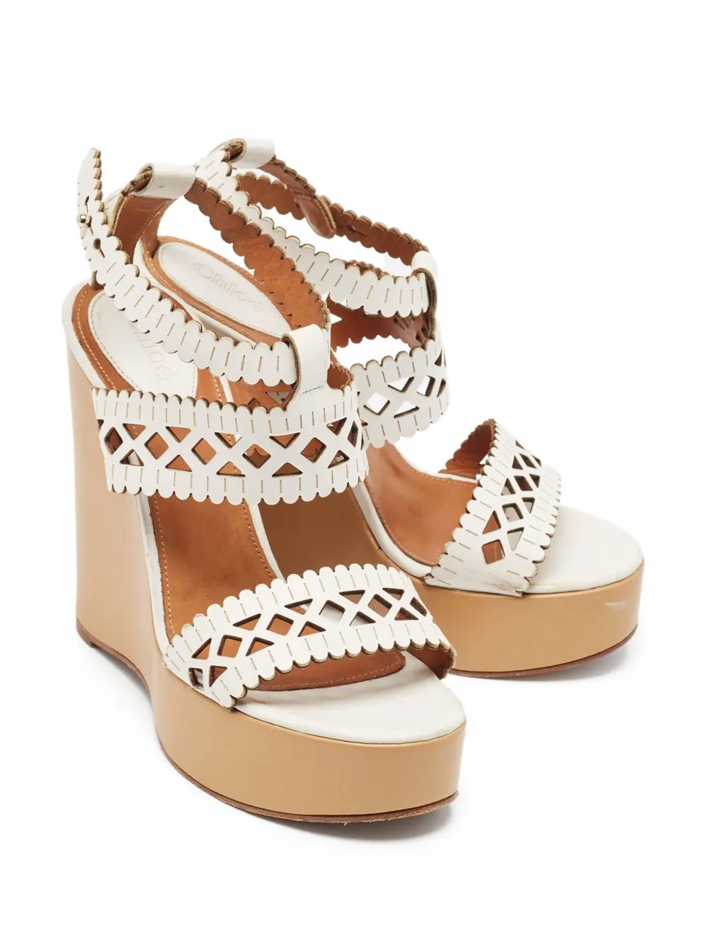 Chloé Pre-Owned 140mm laser-cut wedge sandals | Image 2