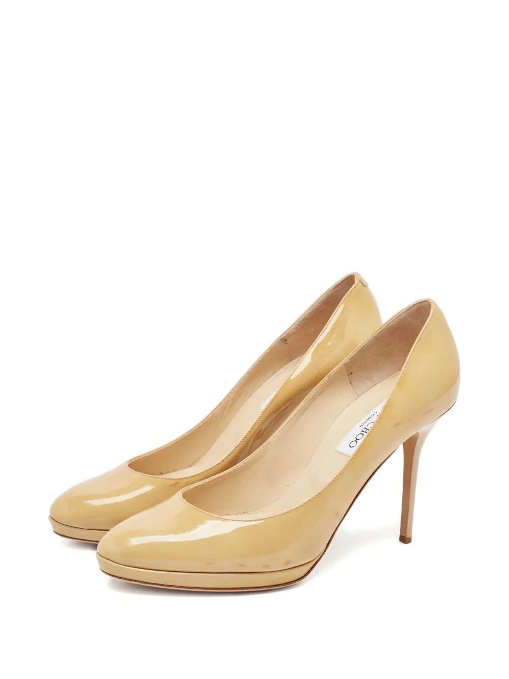 Pre-owned Jimmy Choo 100mm Patent-leather High-heel Pumps In Neutral