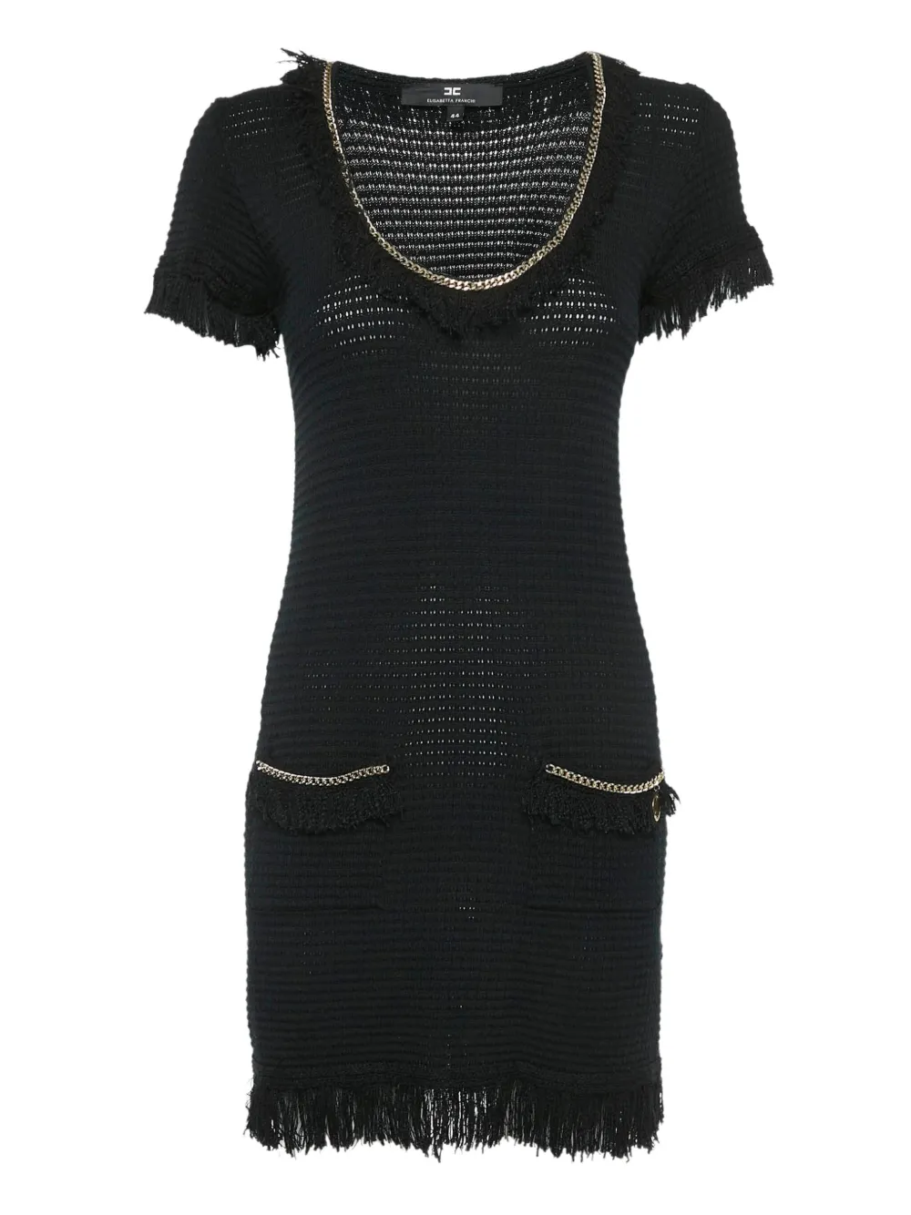 Elisabetta Franchi robe en maille à franges | noir | Image 1