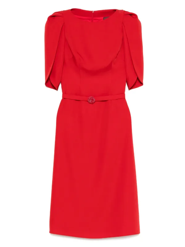 CRISTALLINI boat-neck Dress | Red | FARFETCH GE