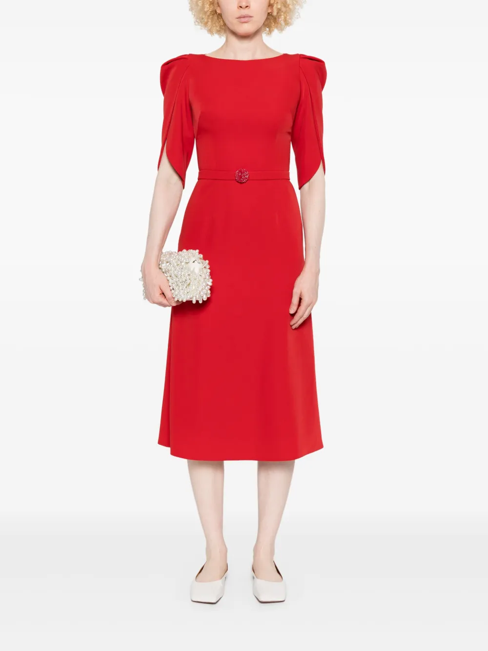 CRISTALLINI boat-neck dress - Rood
