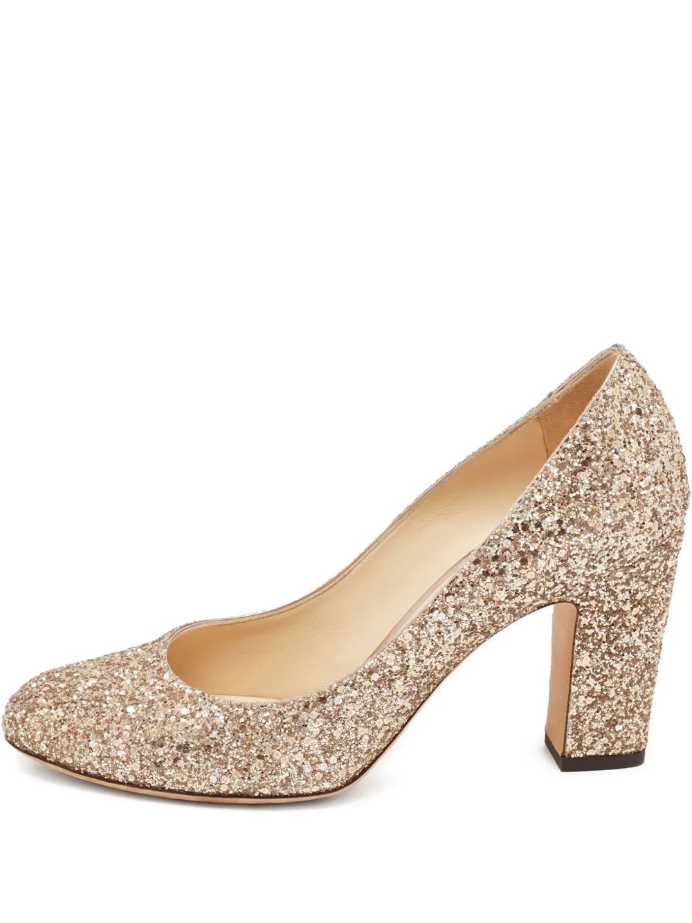 Jimmy Choo Pre-Owned Billie glitter block heeled pumps | Neutrals | Image 1