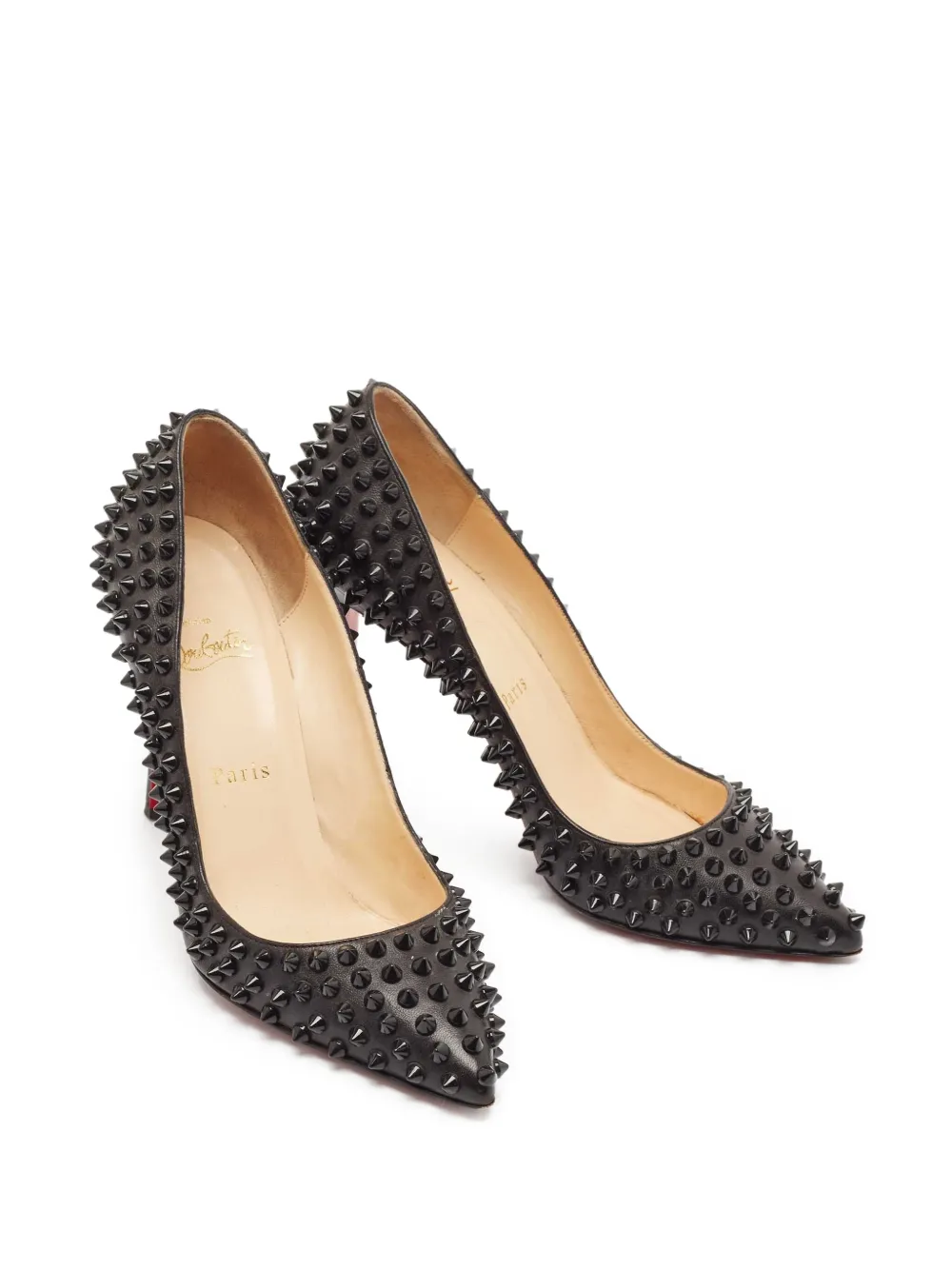 Christian Louboutin Pre-Owned 100 mm pumps met puntige neus en spikes - Zwart