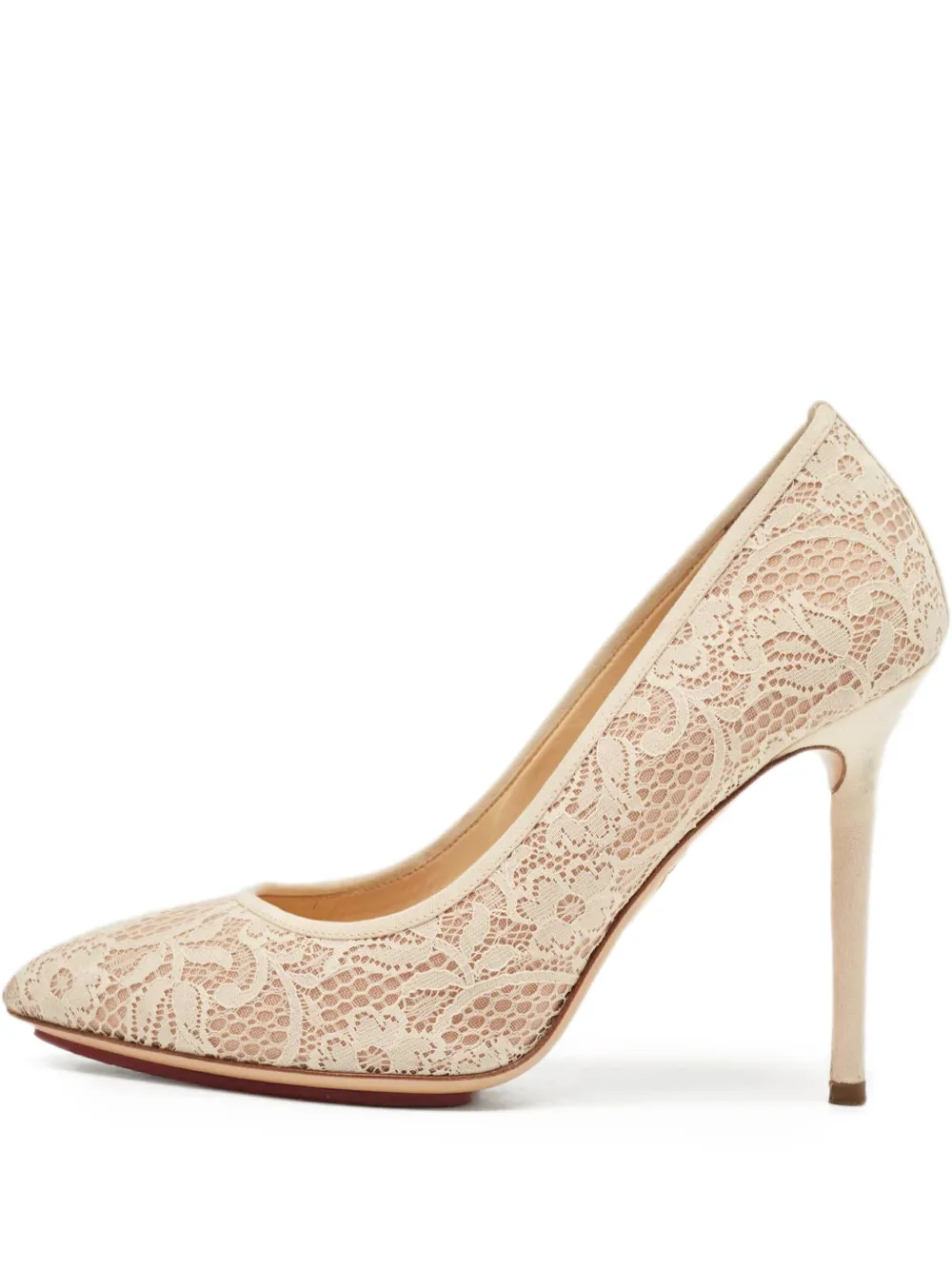 Charlotte Olympia pre-owned Monroe lace-detailed stiletto pumps | Neutrals | Image 1