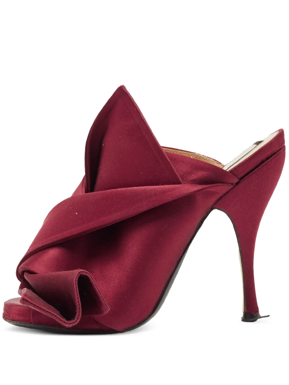 Nº21 pre-owned 120mm satin bow mules