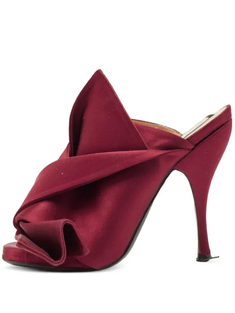 Nº21 pre-owned 120mm satin bow mules
