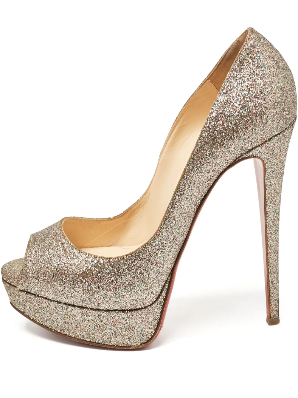 Christian Louboutin Pre-Owned グリッターサンダル 150mm - ゴールドトーン Christian Louboutin Pre-Owned グリッターサンダル 150mm - ゴールドトーン