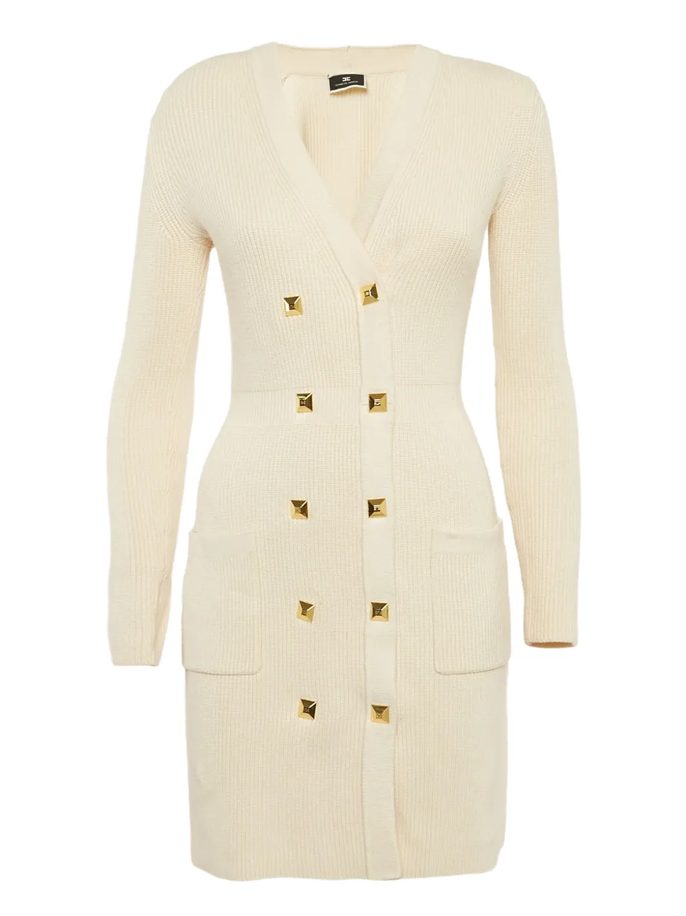 Elisabetta Franchi Geripptes Cardigan-Kleid mit Knöpfen | Nude | Image 1