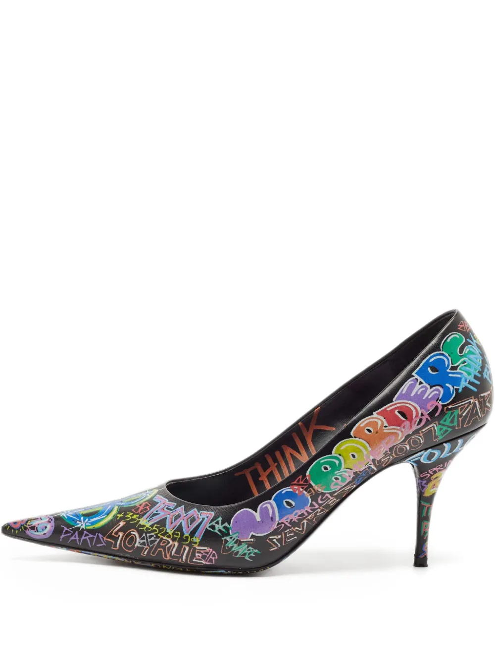 Balenciaga Pre-Owned graffiti print pointed-toe pumps | Black | Image 1