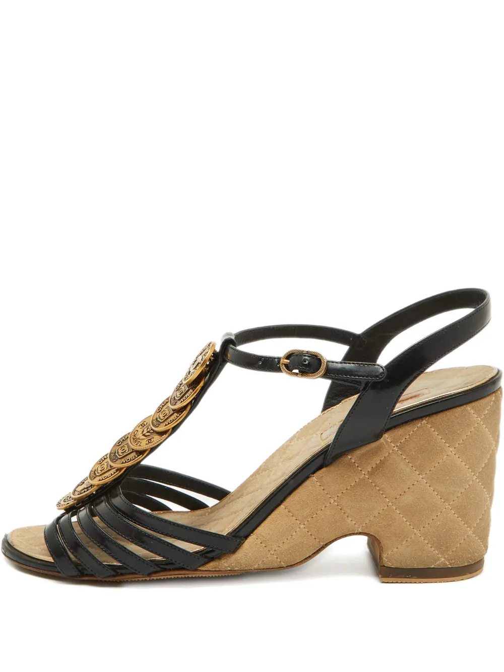 CHANEL Pre-Owned coin-embellishment heeled sandals | Black | Image 1